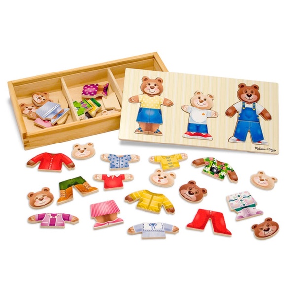 NEW, Melissa & Doug, Wooden Bear Family Dress-up Puzzle (Age 3+) - Picture 5 of 8
